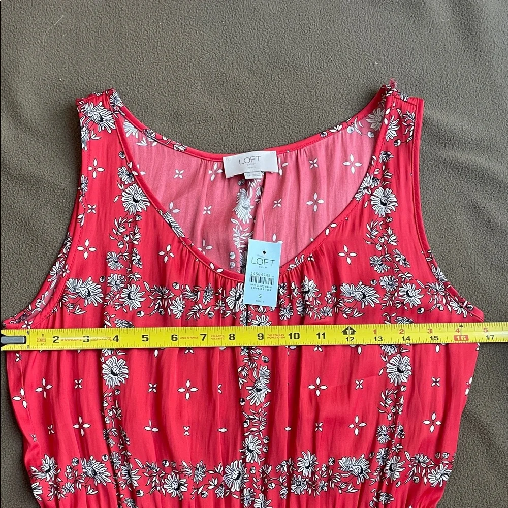 LOFT Red Floral Dress, SP - Picture 7 of 11
